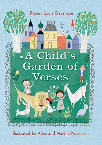 Book cover: “A Child’s Garden of Verses” with illustrated children and animals.