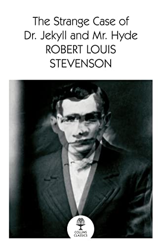 Book cover: “The Strange Case of Dr Jekyll and Mr Hyde” with a portrait.