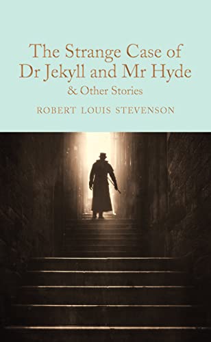 Book cover: “Dr Jekyll and Mr Hyde” with a shadowy figure on stairs.
