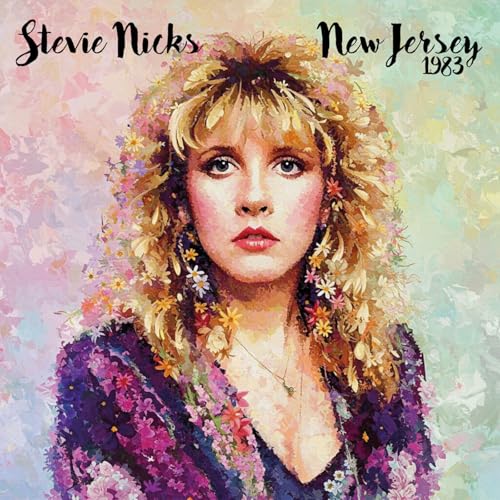 Stevie Nicks album cover, painted portrait with flowers, dated 1983.