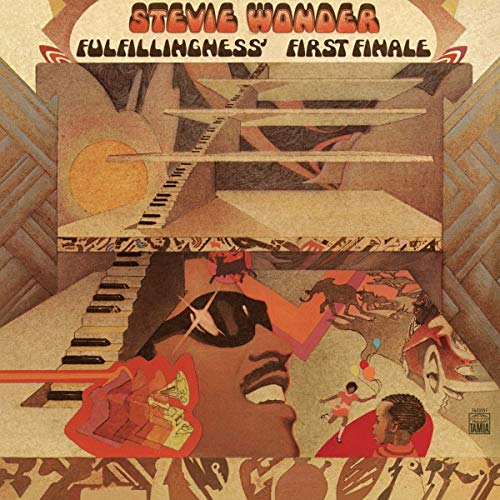 Stevie Wonder’s “Fulfillingness’ First Finale” vinyl album cover, abstract art.
