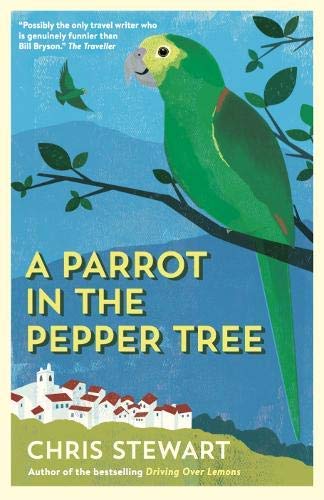 Book with colorful parrot and tree on cover, likely humorous travel memoir or biography.