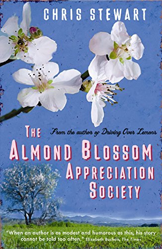 Book cover featuring white almond blossoms against a blue sky over a green field.