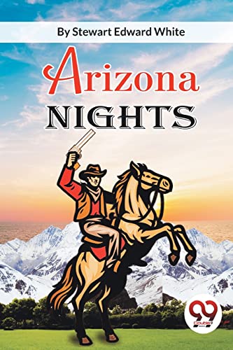 Book cover for Arizona Nights featuring a cowboy on a horse against mountain scenery.