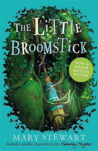 Book cover: "The Little Broomstick" with a broom leaning against a tree.