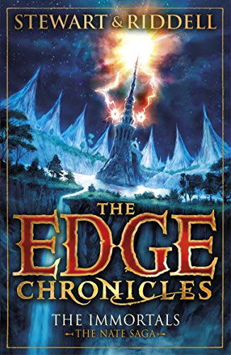 Book cover for The Edge Chronicles: The Immortals featuring a glowing tower and mountains.