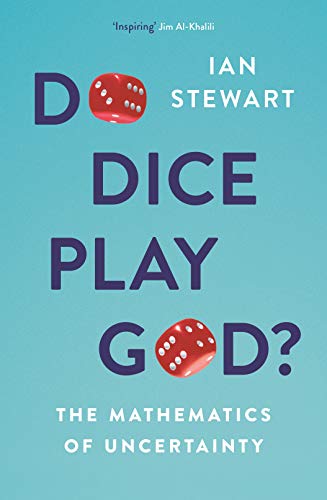 Book cover for Do Dice Play God? by Ian Stewart with red dice illustrations.