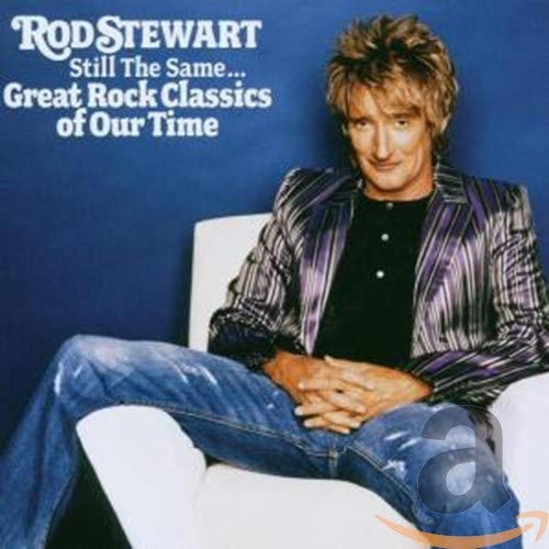 Rod Stewart album cover: artist seated, wearing a striped jacket.