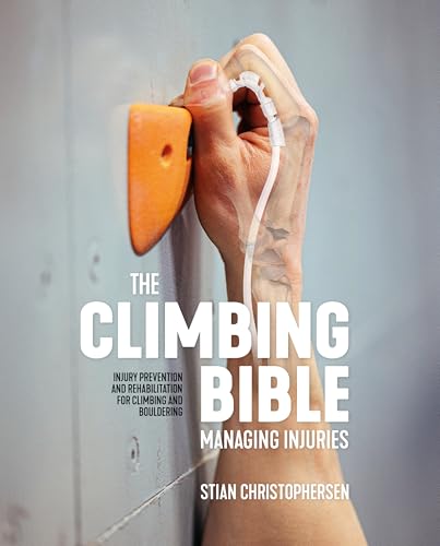 Book cover with a hand gripping a climbing hold, titled "The Climbing Bible.