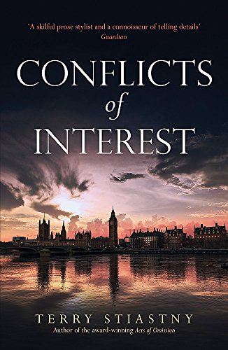Book cover: “Conflicts of Interest” with London skyline at sunset.