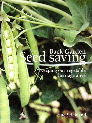 Book cover with peas in pods and title "Back Garden Seed Saving".