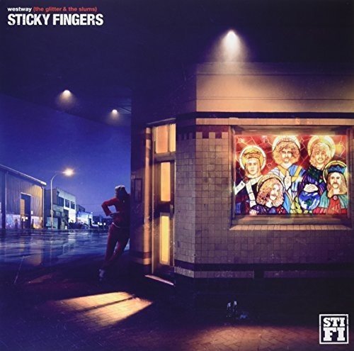 Album cover: nighttime street scene with a stained-glass window and figure.