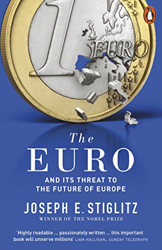 Book cover: "The Euro" by Joseph Stiglitz, with a fractured euro coin.