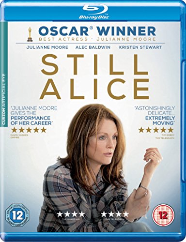 "Blu-ray case with 'Still Alice' cover featuring Julianne Moore in a plaid shirt."