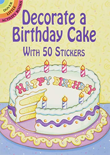 Children’s activity book cover with a decorated birthday cake and candles.