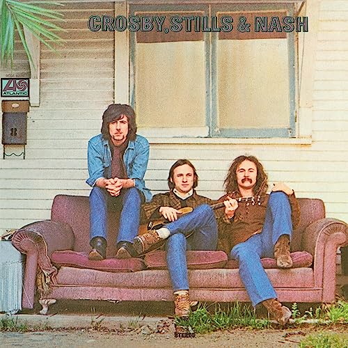 Crosby, Stills & Nash album cover featuring three men on a couch.