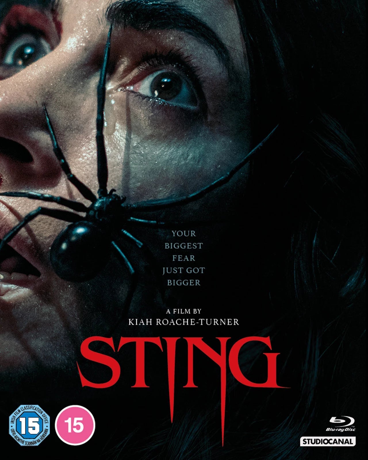 Sting" Blu-ray cover: woman’s face with a bee covering her eye.