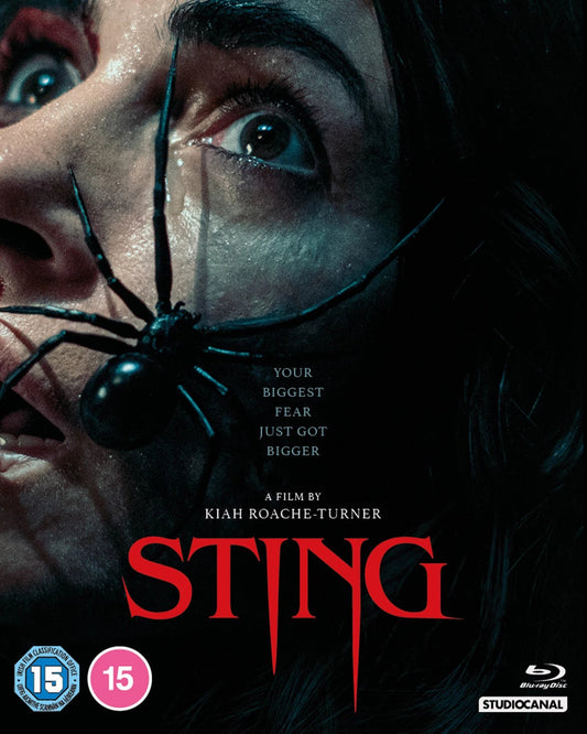 Sting" Blu-ray cover: woman’s face with a bee covering her eye.