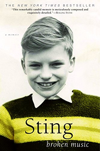 Book cover: “Broken Music” memoir by Sting, featuring a childhood photo.