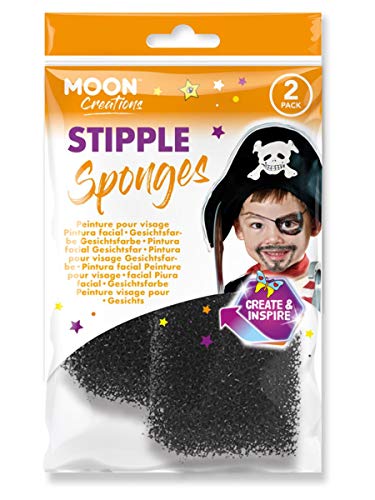 Two black stipple sponges in a retail package featuring a child dressed as a pirate.