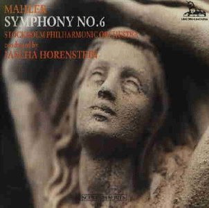 CD cover: close-up of a stone sculpture of a face, titled "Mahler Symphony No. 6".