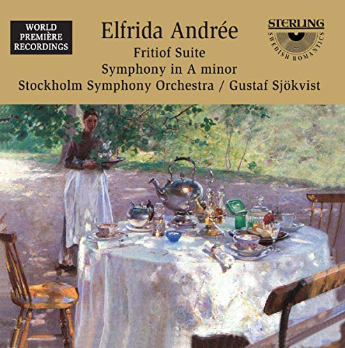 CD cover for Elfrida Andrée’s “Fritiof Suite” with a painting of a tea party.