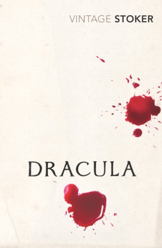 "Book cover with 'DRACULA' in white and red text on a black background."