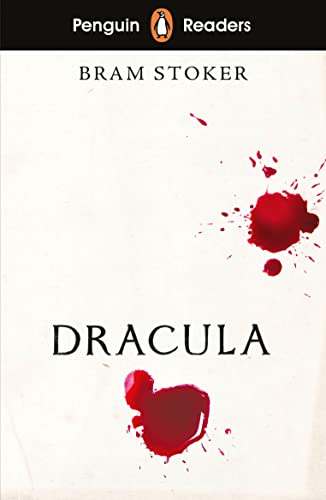 Book cover for Penguin Readers Level 3 Dracula by Bram Stoker with blood splatters.