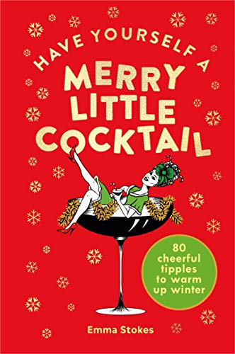 Red book cover with illustrated woman in a cocktail glass, snowflakes.