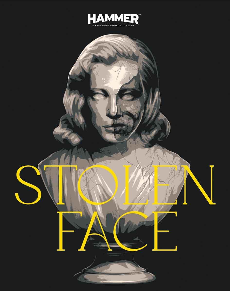 Stone bust of a woman with the film title "Stolen Face" below.