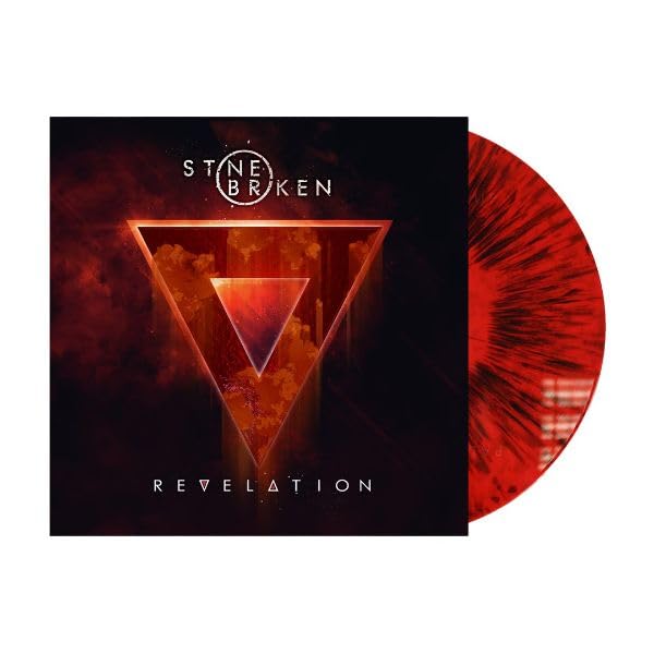 Stone Broken Revelation album cover featuring a red triangle design and red-black splatter vinyl.