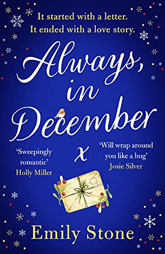 Book cover: “Always, in December” with festive decorations and author’s name.