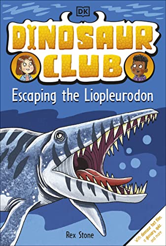 Book cover: "Dinosaur Club" featuring a Liopleurodon with open jaws.