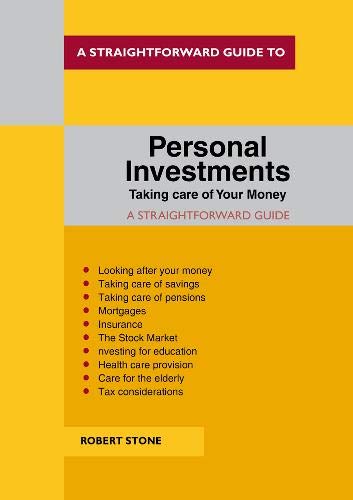 Yellow and red book cover titled "Personal Investments" by Robert Stone.