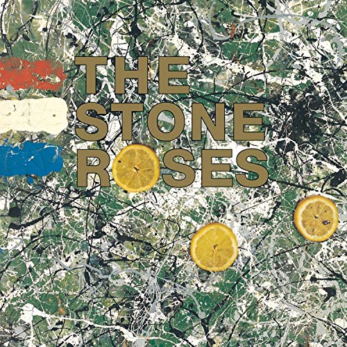 The Stone Roses album cover with green paint splatter, text, and three lemon slices.