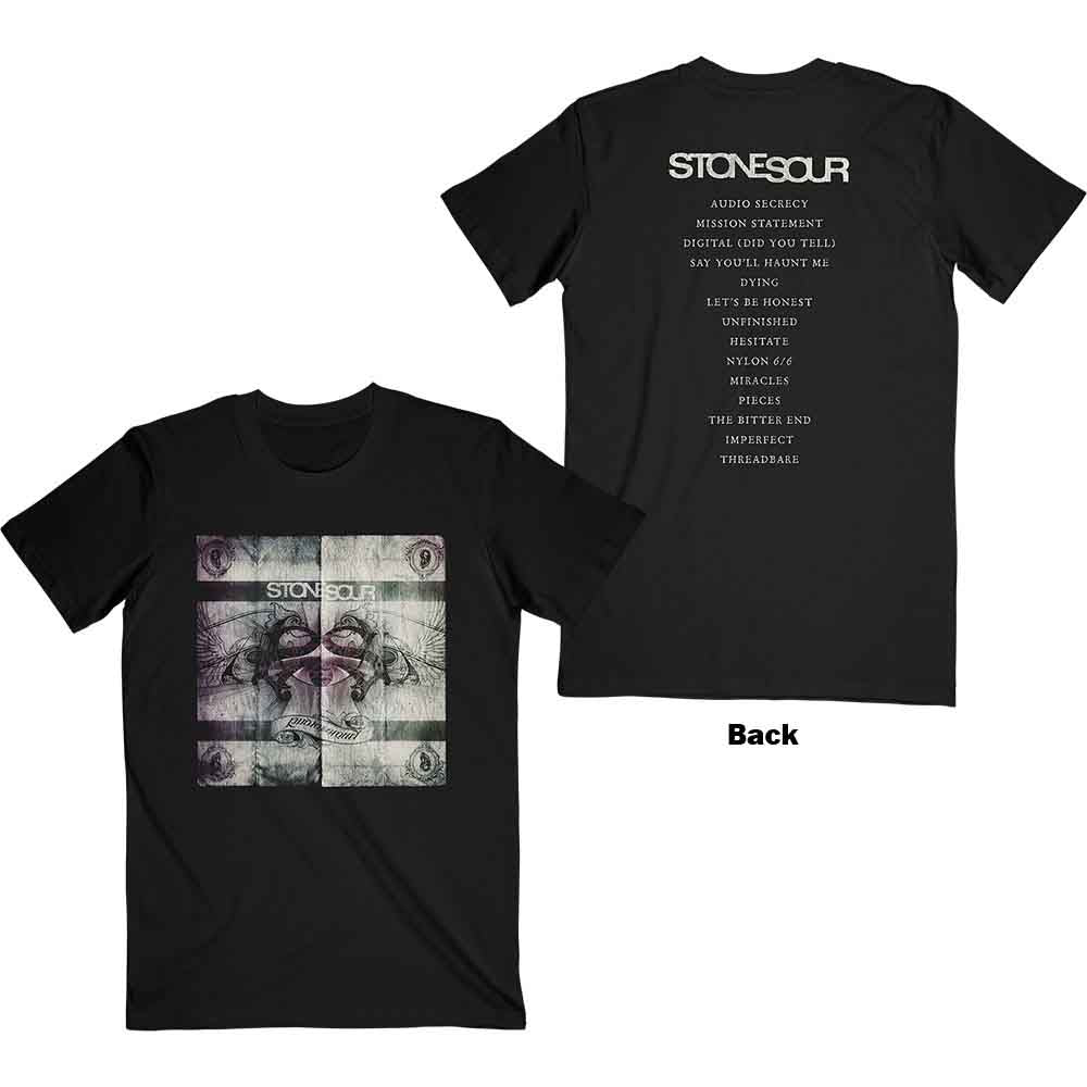 Black t-shirt with a square graphic featuring the Stone Sour band logo.