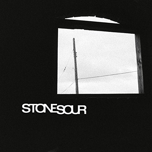 "Black vinyl album cover with 'STONESOUR' text and a black-and-white utility pole image."