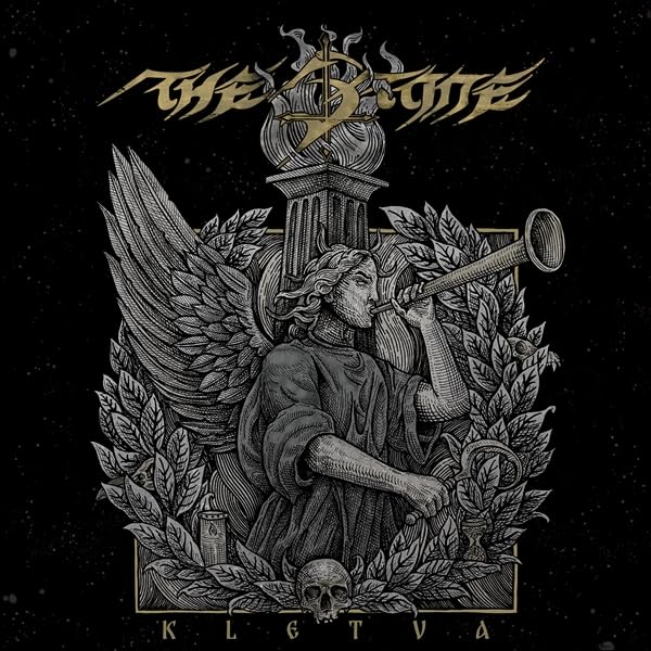 Vintage-style album cover depicting an angel blowing a horn, skull below.