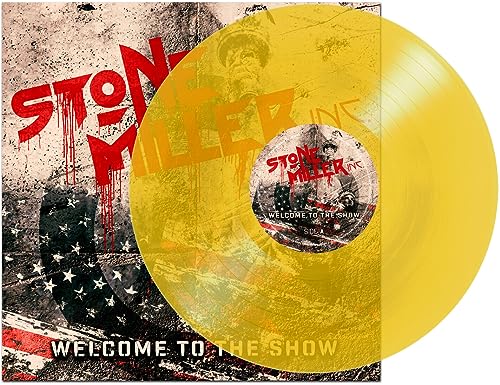 Transparent yellow vinyl record with distressed American flag album art.