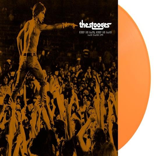 The Stooges album cover and orange vinyl record side-by-side.