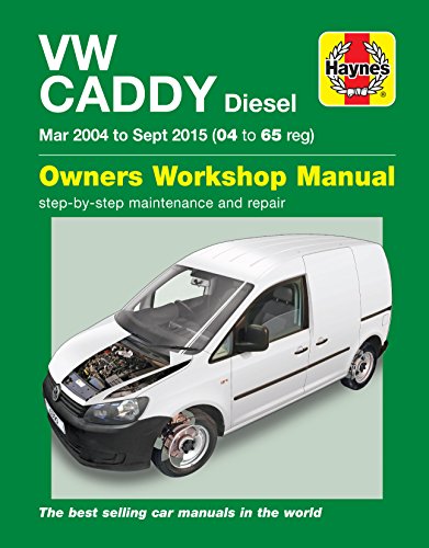Haynes workshop manual cover for VW Caddy Diesel 2004 to 2015 with van illustration.