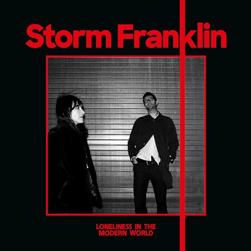 Black and white album cover featuring two people in front of metal siding.