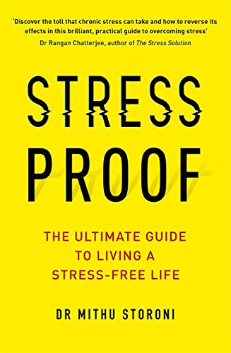 Yellow book cover with bold black text reading "STRESS PROOF" and author's name.
