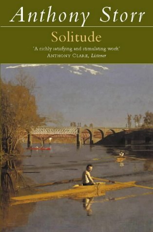 Book cover: “Solitude” with a painting of a river and rowers.