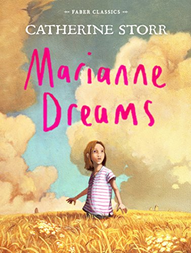 A girl in a striped shirt stands in a golden field against a cloudy sky.