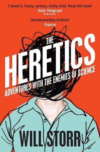 Book cover: "The Heretics" with a sketched face and bold title.