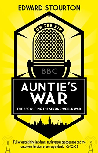 Book cover with a vintage microphone icon, yellow background, and the title Auntie's War.