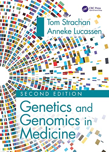 Book cover: “Genetics and Genomics in Medicine,” second edition, with colorful DNA pattern.