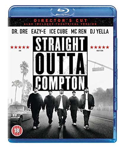 Straight Outta Compton" Blu-ray cover featuring N.W.A. walking down a street.