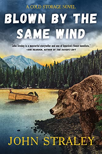 Book cover: bear near a lake with a small boat and mountains.